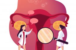 Doctor make uterus examination concept. Gynecology and female